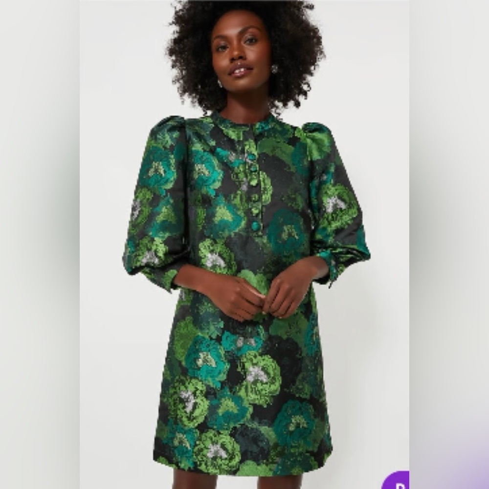 Pomander Place Green Jacquard Samantha Dress Size XL